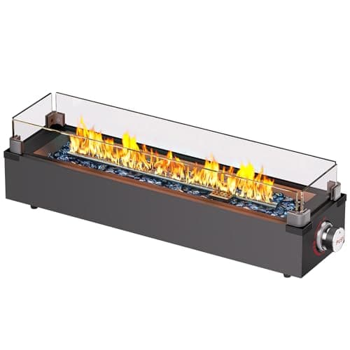 Ciays 28 Inch Table Top Propane Fire Pit, 50,000 BTU Tabletop Firepit with Glass Wind Guard & Glass Beads, Nylon Cover, Portable Outdoor Portable Fireplace for Patio and Camping