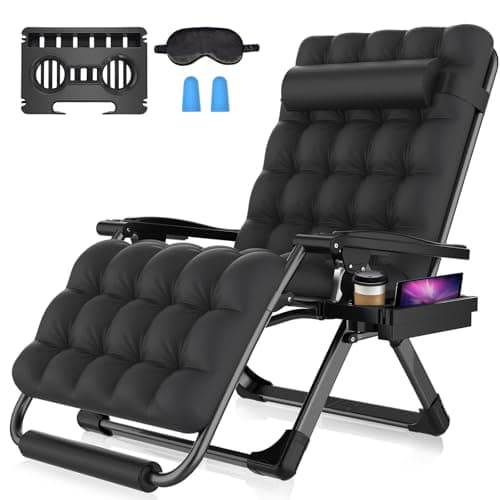 Suteck Oversized Zero Gravity Chair,33In XXL Lounge Chair w/Removable Cushion&Headrest, Reclining Camping Chair w/Upgraded Lock and Footrest, Reclining Patio Chairs Recliner for Indoor Outdoor,500LBS