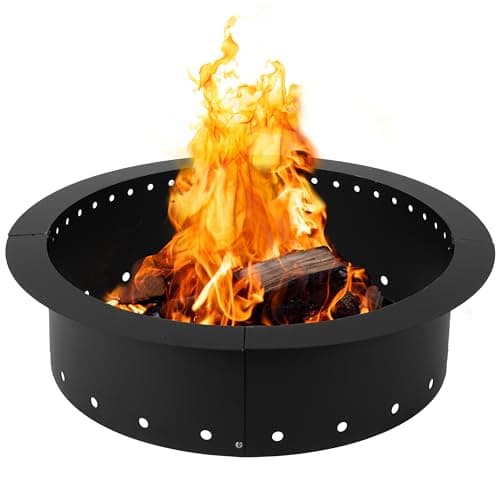 Iron Forge Tools Smokeless Firepit - 36 inch Outer/30 inch Inner Round Fire Ring Insert Liner - Heavy Duty Metal Permanent Outdoor Fire Pit Ring (36x30x10) Utility Patent Pending