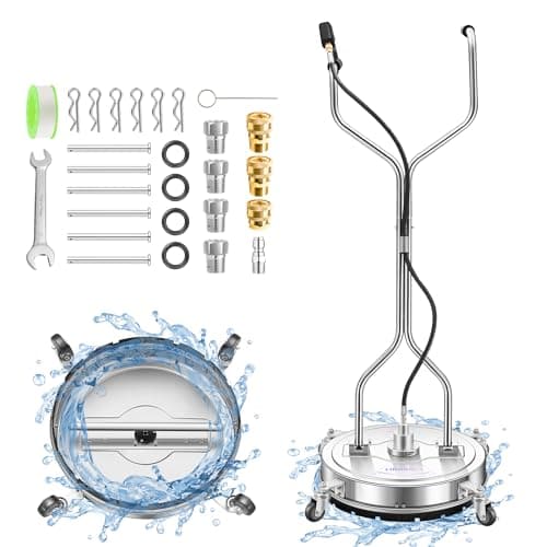 20" Pressure Washer Surface Cleaner with 4 Wheels and Dual Handle, Power Washer Attachment for Cleaning Concrete, Patio, Sidewalk, Deck and Driveways - PWS 20