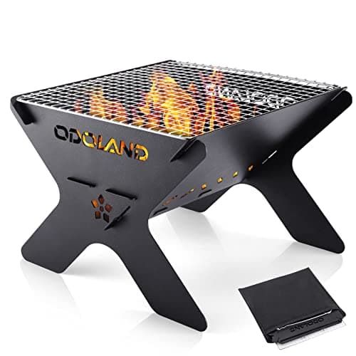 Odoland Camping Campfire Grill, Portable Folding Charcoal Grills
