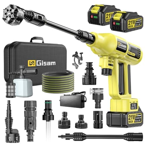 Cordless Pressure Washer, 2200W Brushless Motor, 4 Speed Modes, Max Pressure 1400PSI, 2 x 4.0 Ah Batteries, 6-in-1 Swivel Nozzle, Cleaning Brush, 16.4FT Hose, Cleaning and Garden Irrigation