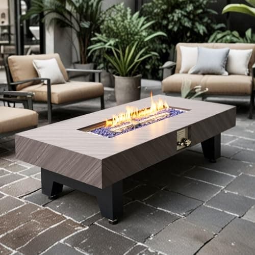 54”Propane Fire Pit,Outdoor Gas Fire Pit Table with Rain Cover,Rectangular Heater for Patio, Backyard, Deck,50,000BTU Outdoor Modern Patio Fire Pit.