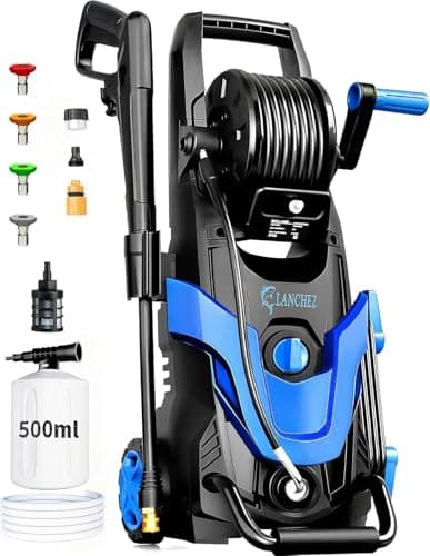 2026 Upgrade Pressure Power Washer 4800PSI w/4 Quick Connect Nozzles, Inlet Hose & Filter&500ML Soap Tank, High Cleaning Machine for Cars/Fences/Driveways/Patios/Home Cleaning,Blue
