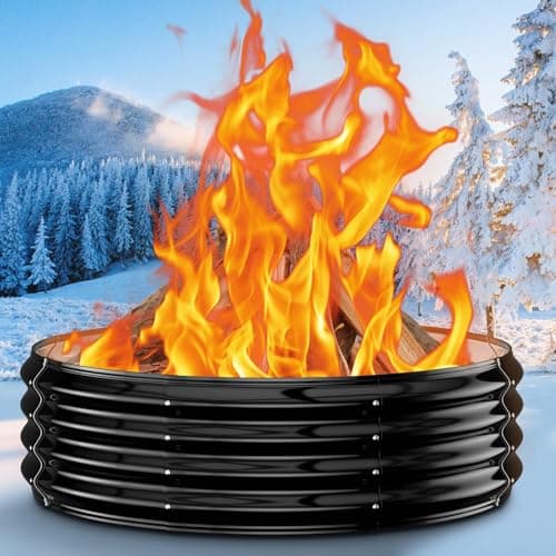 60 Inch Extra Large Fire Pit Ring for Outside, Heavy Duty Wood Burning Firepits & Outdoor Fireplace,12'' Tall High Heat Resistant Fire Bowl Galvanized Steel Portable for Backyard Bonfire,Patio,Camping