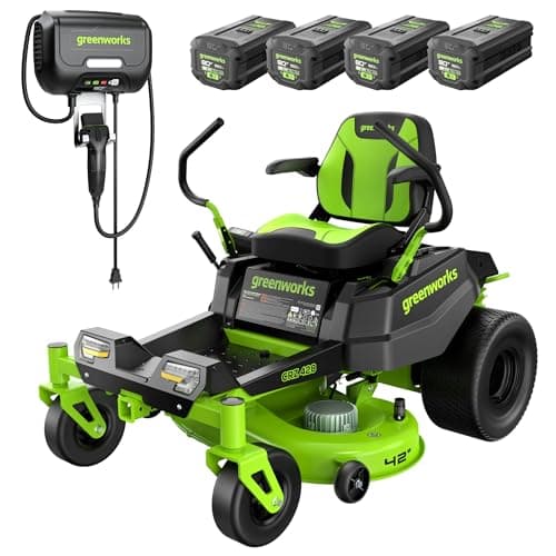 Greenworks 80V 42" CROSSOVERZ Zero Turn Lawn Mower, (4) 5.0Ah Batteries and (600W) Plug in Charger