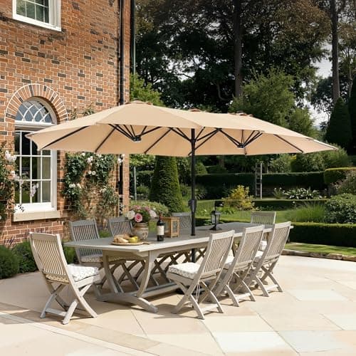 SUPERJARE 13FT Outdoor Umbrella for Patio, Double sided Pool Umbrellas with Fade Resistant Canopy, Large Table Umbrella for Deck, Market, Backyard - Beige