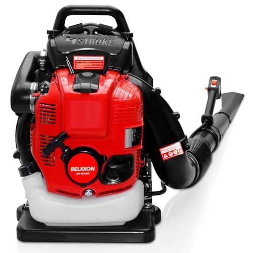 Relxxon Gas Powered Backpack Leaf Blower, Commercial Heavy Duty 75.6cc 4-Stroke Engine, 205 MPH 750 CFM for Professional Yard Care, Large Properties & Lawn Maintenance, No Fuel Mix (RL9908 PRO)