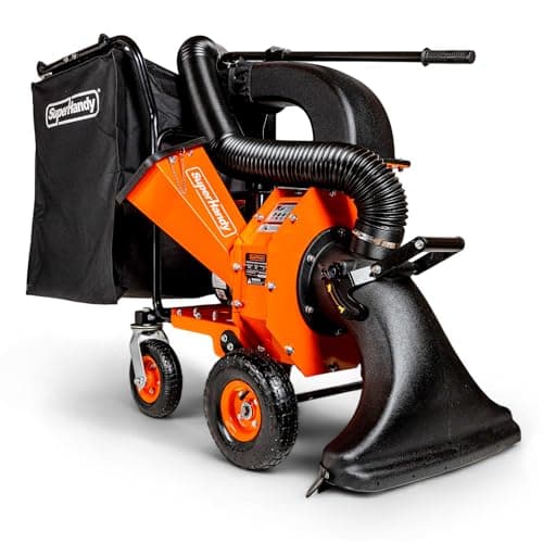 SuperHandy Leaf Vacuum & Wood Chipper - 7 HP 209CC Gas Engine, 10:1 Mulch Ratio, 6 Bushel Bag Capacity, Castor Wheels, Dual Function: Walk-Behind Leaf Vacuum Mulcher & Wood Chipper