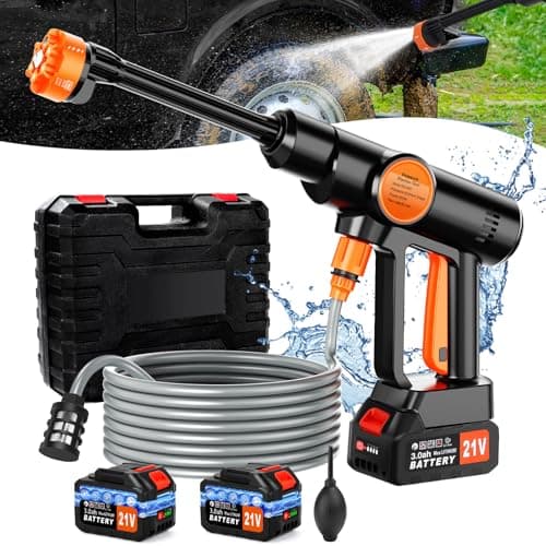 Cordless Pressure Washer Battery Powered, Portable Power Washer, Handheld Car Washer with 6-in-1 Nozzle,17FT Drain Hose, Power Cleaner for Patio Floor Fence Deck Indoor