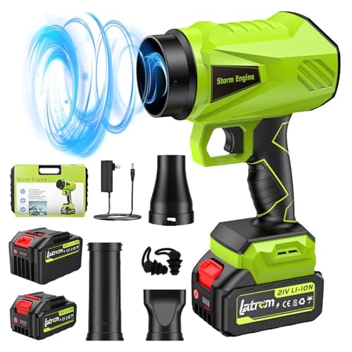 Leaf Blower Cordless with Battery and Charger 1000,000 RPM Handheld Lightweight Patio Cleaning Blower Set Extended Nozzle Design Blowing Leaves and Dust Car Dryer (Green)