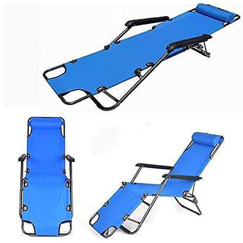 UDeuxff Outdoor Folding Chaise Lounge Chair, Patio Sun Lounger Reclining Beach Chair Sun Patio Pool Lawn Recliner Chair (Blue)